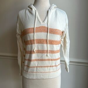 One Gray Day Hoodie Sweater Striped Orange Cream XS EUC